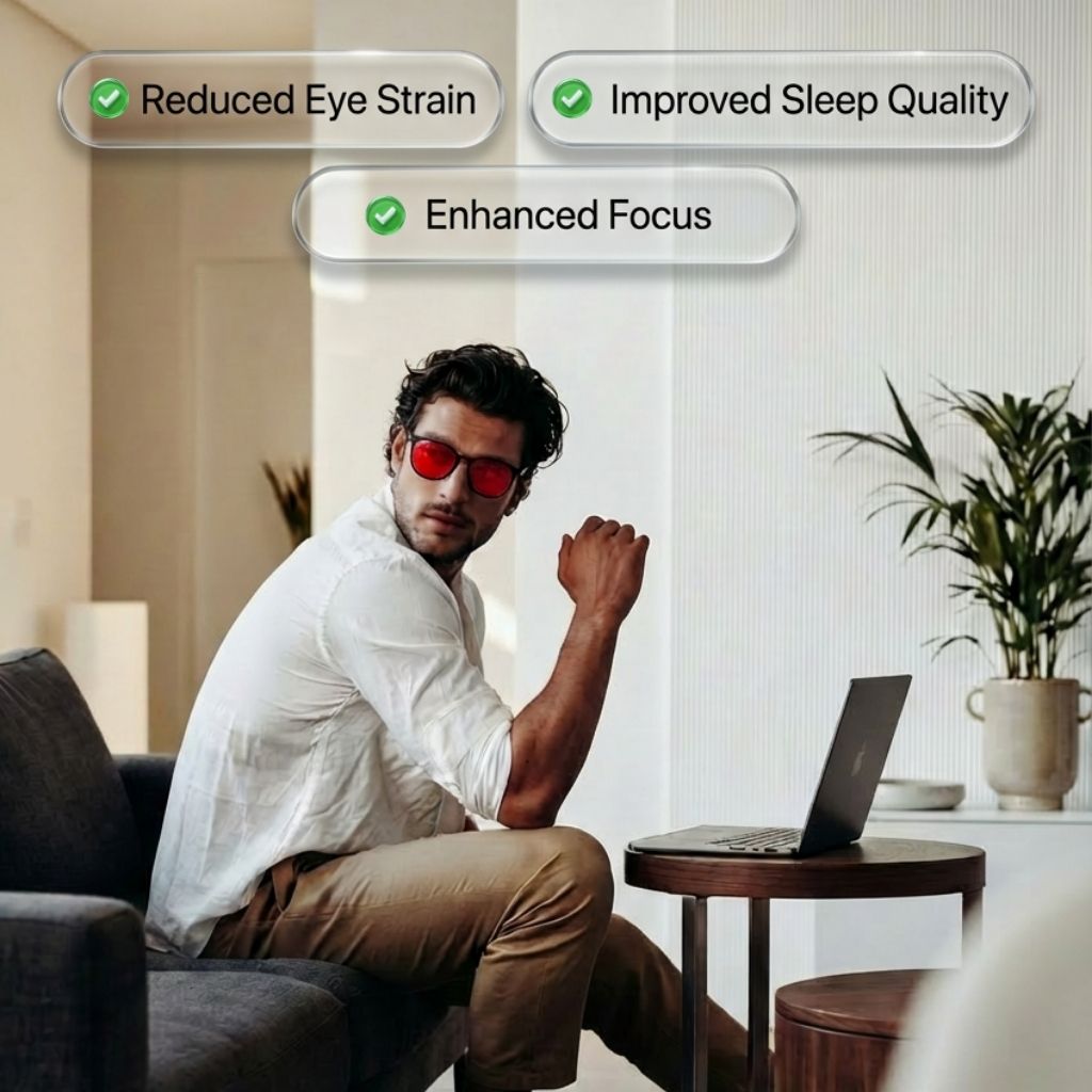 Flow® Unisex Blue Light Blocking Glasses – Red Lens