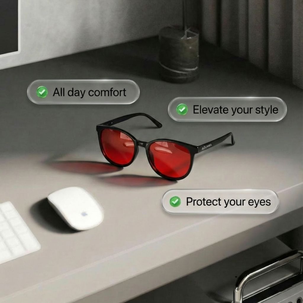 Flow® Unisex Blue Light Blocking Glasses – Red Lens